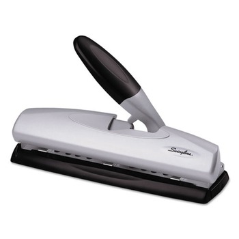 Swingline 74030 20-Sheet LightTouch Desktop 2- to 7-Hole Punch 9/32 in. Holes - Silver/Black