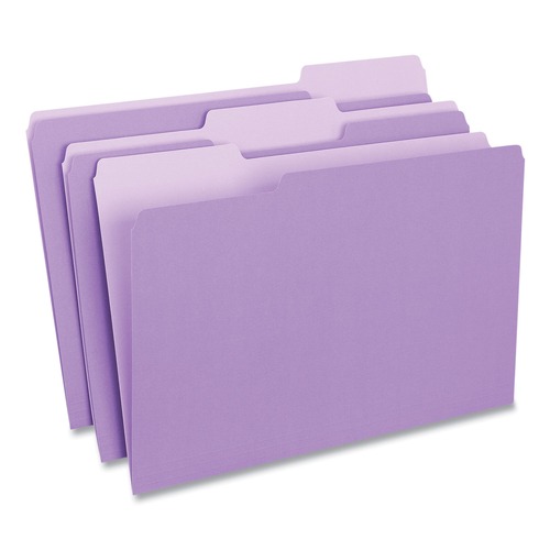 Universal UNV10525 Legal Size Deluxe 1/3-Cut Colored Top Tab File Folders - Violet/Light Violet (100/Box) image number 0