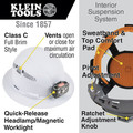 Klein Tools 60407RL Vented Full Brim Hard Hat with Rechargeable Headlamp - White image number 1