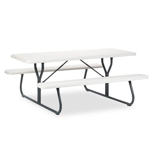 Office Jansan | Iceberg 65923 72 in. x 30 in. x 29 in. IndestrucTable Classic Rectangular Picnic Table - Platinum/Gray image number 0