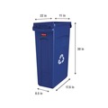 Trash & Waste Bins | Rubbermaid Commercial FG354007BLUE 23 Gallon Slim Jim Recycling Plastic Container with Venting Channels - Blue image number 5