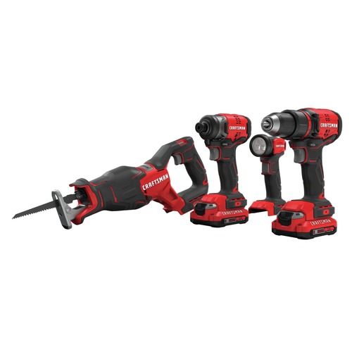 Combo Kits | Craftsman CMCK420D2 V20 Brushless Lithium-Ion Cordless 4-Tool Combo Kit with (2) 2 Ah Batteries image number 0