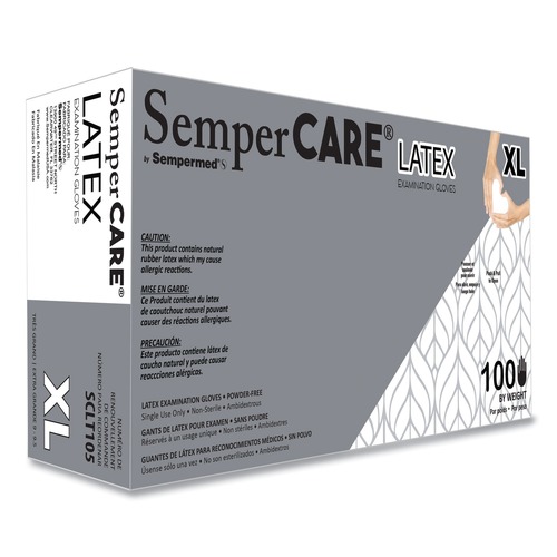 Disposable Gloves | SemperCare SCLT105 Latex Gloves - Cream/X-Large (1000/Carton) image number 0
