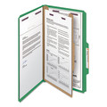 File Folders | Smead 18733 Four SafeSHIELD Fasteners 1 Divider Legal Size Four-Section Pressboard Top Tab Classification Folders - Green (10/Box) image number 1