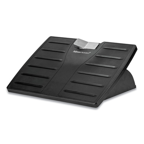 Office Furniture Accessories | Fellowes Mfg Co. 8035001 17.5 in. W x 13.13 in. D x 4.13 in. to 5.63 in. H Adjustable Locking Footrest with Microban - Black/Silver image number 0