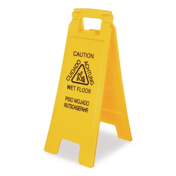 Boardwalk 10 in. x 2 in. x 26 in. 2-Sided Site Safety Wet Floor Caution Sign - Yellow