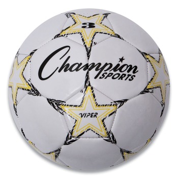 Champion Sports VIPER 7.25 in. to 7.5 in. Diameter No. 3 Size Soccer Ball - White