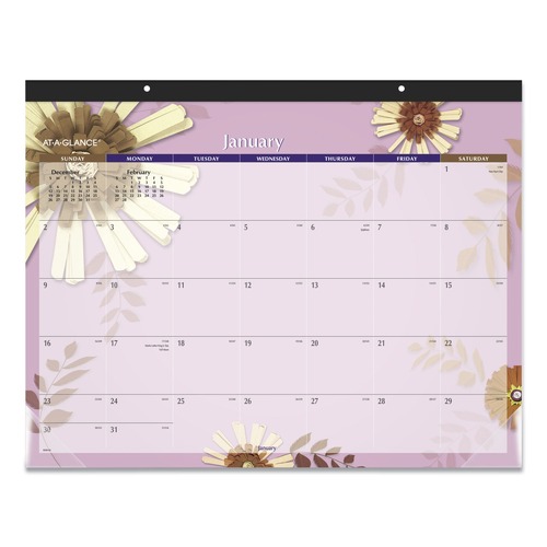 Art & Craft Paper | AT-A-GLANCE 5035 Paper Flowers 22 in. x 17 in. 12-Month (Jan to Dec) 2025 Floral Artwork Desk Pad - Multicolor image number 0