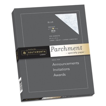 Southworth 24 lbs. Bond Weight 8.5 in. x 11 in. Parchment Specialty Paper - Blue (100/Pack)