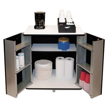 Vertiflex 29.5 in. x 21 in. x 33 in. 9 Shelves Engineered Wood Refreshment Stand - White/Black