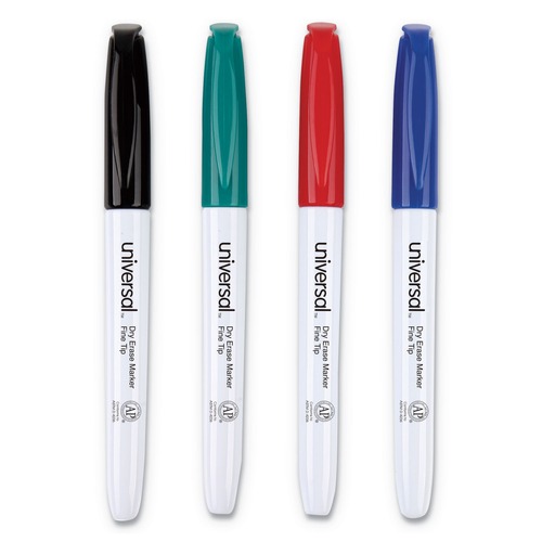  | Universal UNV43670 Fine Bullet Tip Pen Style Dry Erase Marker - Assorted Colors (4/Set) image number 0
