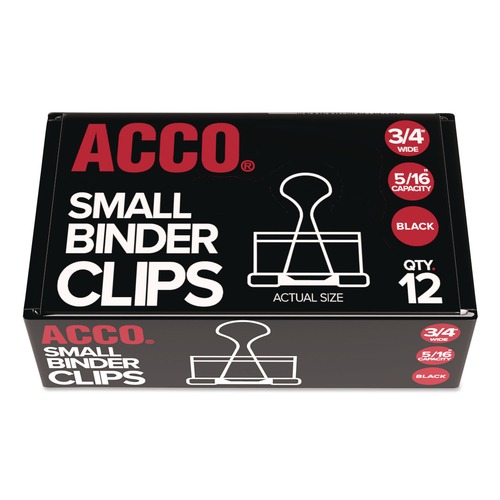 Office Jansan | ACCO A7072020D Small Binder Clips - Black/Silver (1-Dozen) image number 0