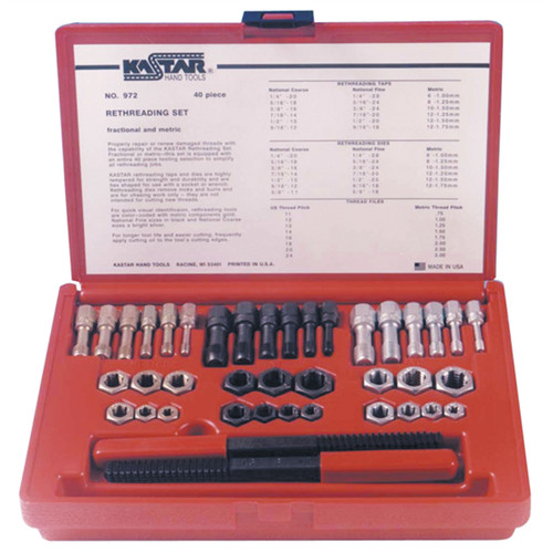 Taps Dies | Kastar 972 40-Piece Fractional and Metric Thread Restorer Kit image number 0