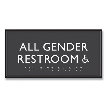 Headline Sign 4 in. x 8 in. All Gender Restroom Accessible Plastic ADA Sign - Clear/White