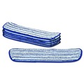 Mops | Rubbermaid Commercial FGQ80000WH00 18 in. x 5.5 in. Microfiber Finish Pad - Blue/White (6/Box) image number 4