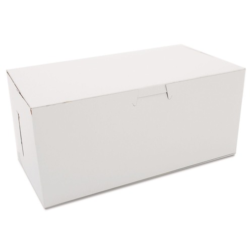 Food Trays, Containers, and Lids | SCT SCH 0949 4 in. x 9 in. x 5 in. Non-Window Paper Bakery Boxes - White (250/Carton) image number 0