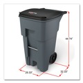 Trash & Waste Bins | Rubbermaid Commercial FG9W2100GRAY 65 Gallon Square Polyethylene Brute Rollout Heavy-Duty Waste Container - Gray image number 2
