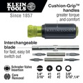 Screwdrivers | Klein Tools 32527 Multi-Bit Screwdriver / Nut Driver, 11-in-1 with Phillips, Slotted, Square, and Schrader Bits and Nut Drivers image number 5