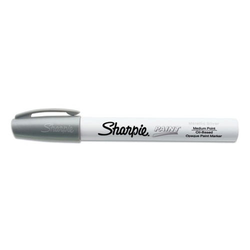  | Sharpie 2107617 Medium Bullet Tip Permanent Paint Marker - Silver (1 Dozen) image number 0