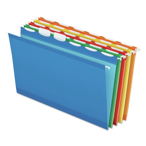 Pendaflex 1/6-Cut Ready-Tab Colored Reinforced Legal Size Hanging Folders - Assorted Colors (25/Box)