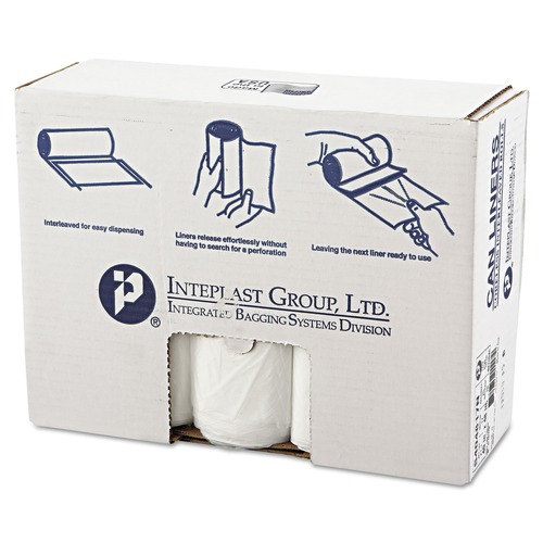 Trash Bags | Inteplast Group S404817N 45 gal. 17 microns 40 in. x 48 in. High-Density Interleaved Commercial Can Liners - Clear (25 Bags/Roll, 10 Rolls/Carton) image number 0