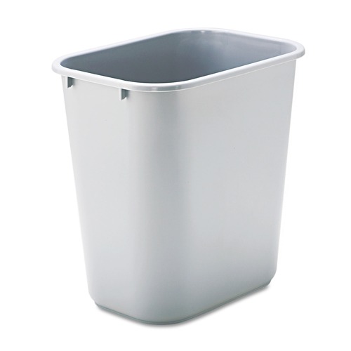 Rubbermaid Commercial FG295600GRAY 7 Gallon Rectangular Plastic Deskside Wastebasket - Gray image number 0