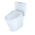 TOTO MW4463056CEMGA#01 WASHLETplus Aquia IV 2-Piece Elongated Dual Flush 1.28 & 0.8 GPF Toilet & Auto Flush S550e Bidet Seat (Cotton White) image number 1
