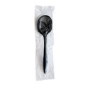 Food Service | Boardwalk BWKSOUPBLPPIW Mediumweight Wrapped Polypropylene Plastic Soup Spoon Cutlery - Black (1000/Carton) image number 1