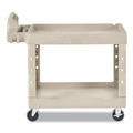 Utility Carts | Rubbermaid Commercial FG450088BEIG 17.13 in. x 38.5 in. x 38.88 in. 500 lbs. Capacity 2 Shelves Plastic Heavy-Duty Utility Cart with Lipped Shelves - Beige image number 1