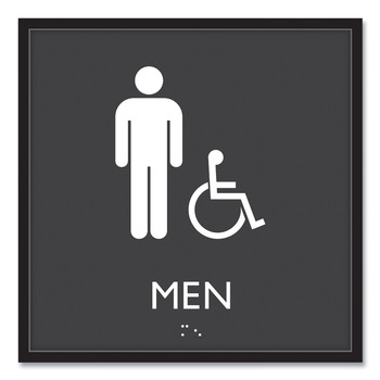 Headline Sign 8 in. x 8 in. Men Accessible Plastic ADA Sign - Clear/White