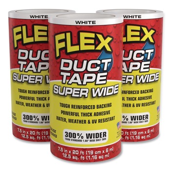 Flex Seal Products 7.5 in. x 20 ft. 39 mil Flex Super Wide Duct Tape - White (3/Carton)