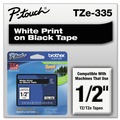 Bulk Savings Pricing 2 | Brother P-Touch TZE335 0.47 in. x 26.2 ft. TZe Standard Adhesive Laminated Labeling Tape - White on Black image number 1