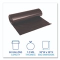 Trash Bags | Boardwalk X7658SKKK01 Reprocessed Resin Can Liners, 60 gal, 1.2 mil, 38 x 58, Black, 50 Rolls/Carton image number 3