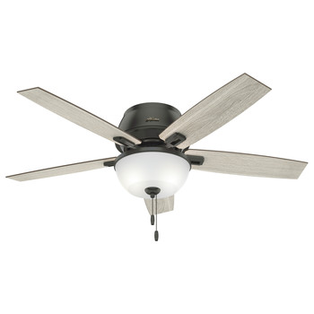 Hunter 50274 52 in. Donegan Noble Bronze Low Profile Ceiling Fan with Light Kit and Pull Chain