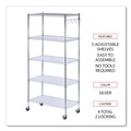 Labor Day Sale! Save $30 off $199! | Alera SW653618SR 36 in. x 18 in. x 72 in. Five-Shelf Wire Shelving Kit with Casters and Shelf Liners - Silver image number 2