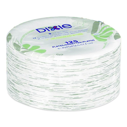 Cutlery | Dixie UX9WS Pathways Soak-Proof Shield WiseSize 8.5 in. Paper Plates - Green/Burgundy (125/Pack) image number 0