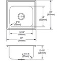 Kitchen Sinks | Elkay DPC12020101 Dayton Top Mount 20 in. x 20 in. Single Bowl Laundry Sink (Stainless Steel) image number 3