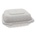 Food Trays, Containers, and Lids | Pactiv Corp. YCN808010000 8 in. x 8 in. x 3.5 in. 32 oz MFPP Hinged Lid Container - White (200/Carton) image number 0