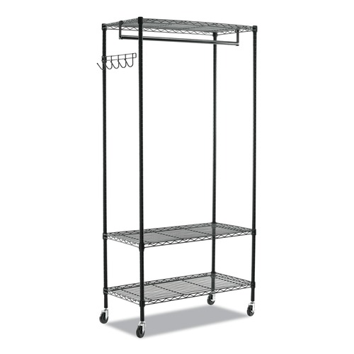 Office Jansan | Alera ALEGR364818BL 48 in. W x 18 in. D x 75 in. H 40 Garments Wire Shelving Garment Rack - Black image number 0