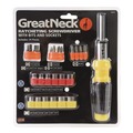Screwdrivers | Great Neck 92018 34-Piece 8 in. Long Handle Hex/Phillips/Slotted/Star Bits Metric/SAE Sockets Ratcheting Screw/Nut Driver Set - Yellow/Black Handle image number 2