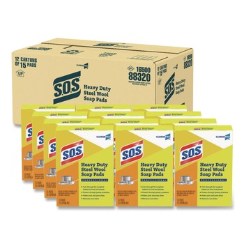 S.O.S. 2.4 in. x 3 in. Steel Wool Soap Pads (15 Pads/Box 12 Boxes/Carton)