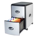 Office Filing Cabinets & Shelves | Storex 61351U01C 19 in. x 15 in. x 23 in. 2-Letter File Drawer Mobile Filing Cabinet with Metal Siding - Silver/Black image number 4
