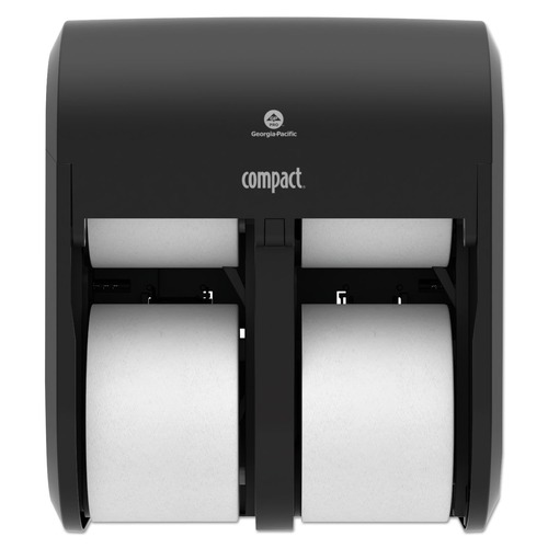 Paper & Dispensers | Georgia Pacific Professional 56744A Compact 11.75 in. x 6.9 in. x 13.25 in. 4-Roll Quad Vertical Coreless Dispenser - Black (1/Carton) image number 0