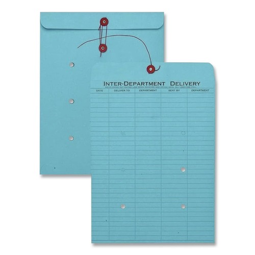 Envelopes & Mailers | Quality Park QUA63577 10 x 13 Colored Paper String and Button Interoffice Envelope - Blue (100/Box) image number 0