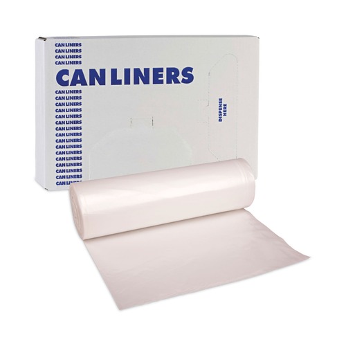 Office Jansan | Boardwalk Z8048VNKR01 40 in. x 48 in. 45 gal. 16 mic High Density Industrial Can Liners Coreless Rolls - Natural (250/Carton) image number 0