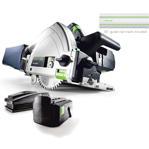 Track Saws | Festool TSC 55 18V 5.2 Ah Lithium-Ion Plunge Cut Track Saw Set with 55 in. Track image number 0