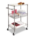 Mothers Day Sale! Save an Extra 10% off your order | Alera ALESW342416BA 28 in. x 16 in. x 39 in. 500-lb. Capacity Three-Tier Wire Rolling Cart - Black Anthracite image number 7