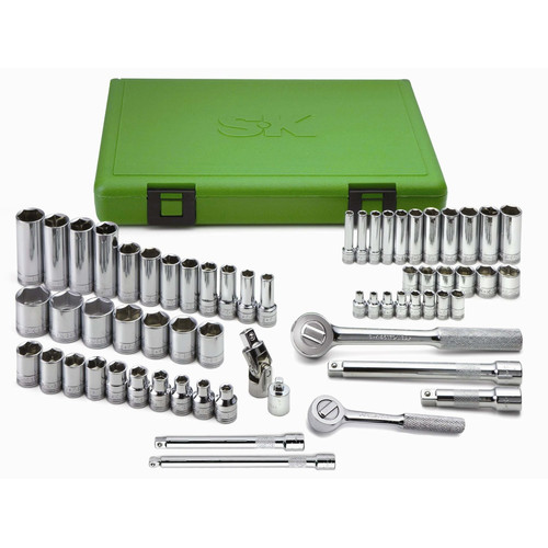 Socket Sets | SK Hand Tool 94562 62-Piece 6-Point 3/8 in. and 1/4 in. Drive Standard and Deep Socket Set image number 0