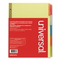 Office Jansan | Universal UNV21874 11 in. x 8.5 in. 5-Tab Deluxe Extended Insertable Tab Indexes - Buff, Assorted Tabs (6/Pack) image number 1