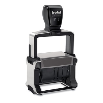 Trodat 5117 Printy Economy 2.25 in. x 0.38 in. Self-Inking 12-Message Date Stamp - Black